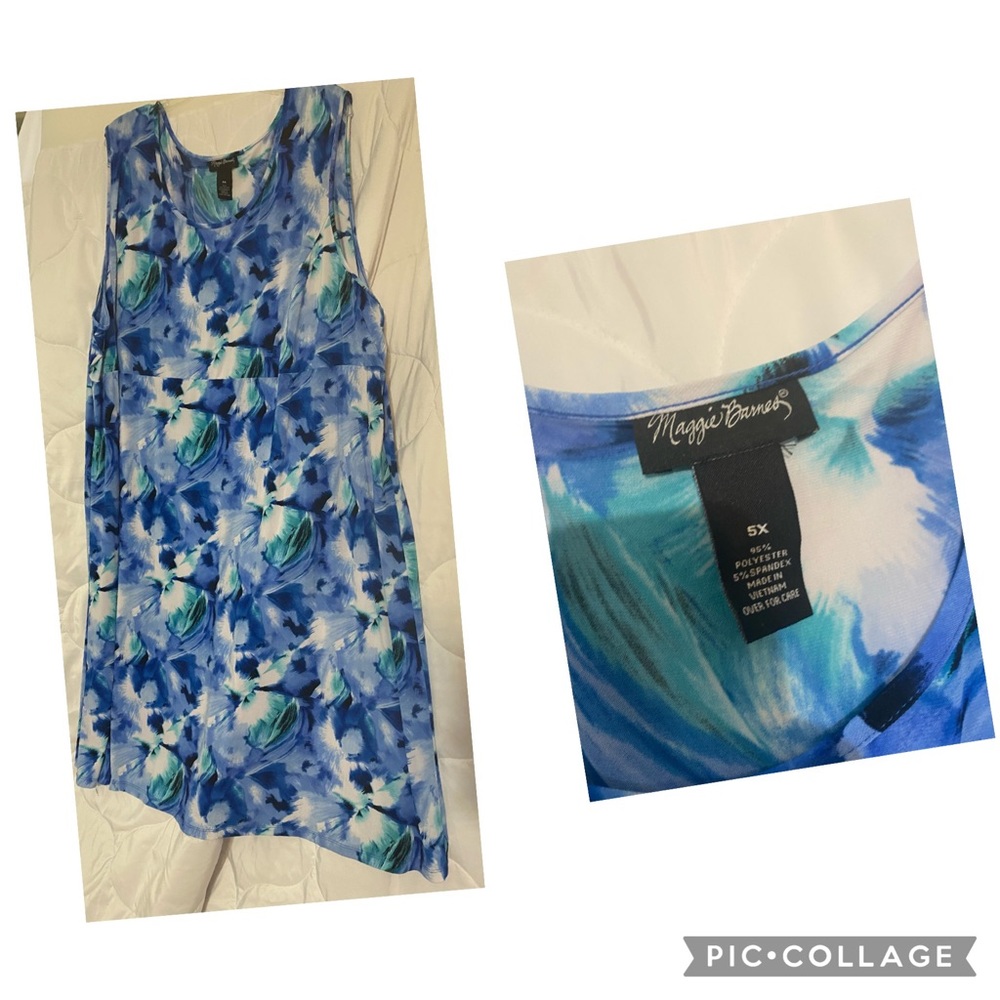 Maggie Barnes 5X blue floral summer dress